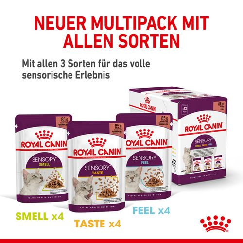 Royal Canin SENSORY Smell Taste Feel Nassfutter Multipack in Soße für wählerische Katzen 12 x 85